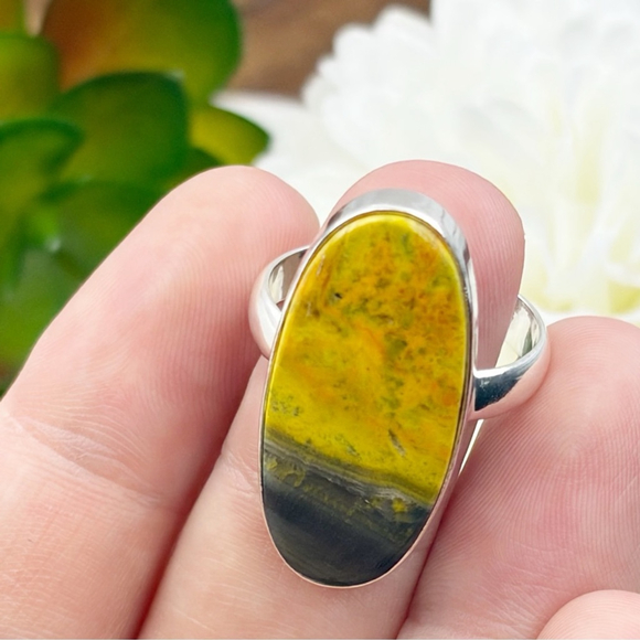 Sterling Silver 925 Bumble Bee Bumblebee Jasper Ring Size 8 Southwest New - Picture 8 of 12
